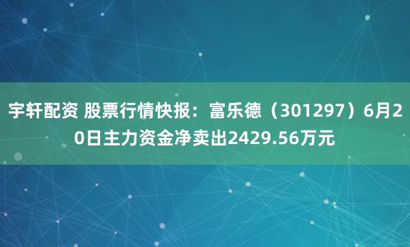 宇轩配资 股票行情快报：富乐德（301297）6月20日主力资金净卖出2429.56万元