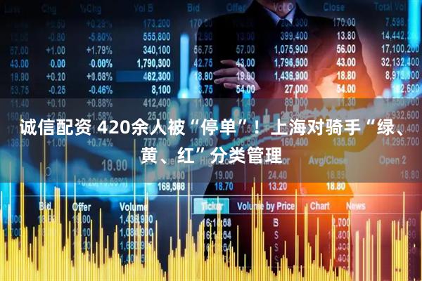 诚信配资 420余人被“停单”！上海对骑手“绿、黄、红”分类管理